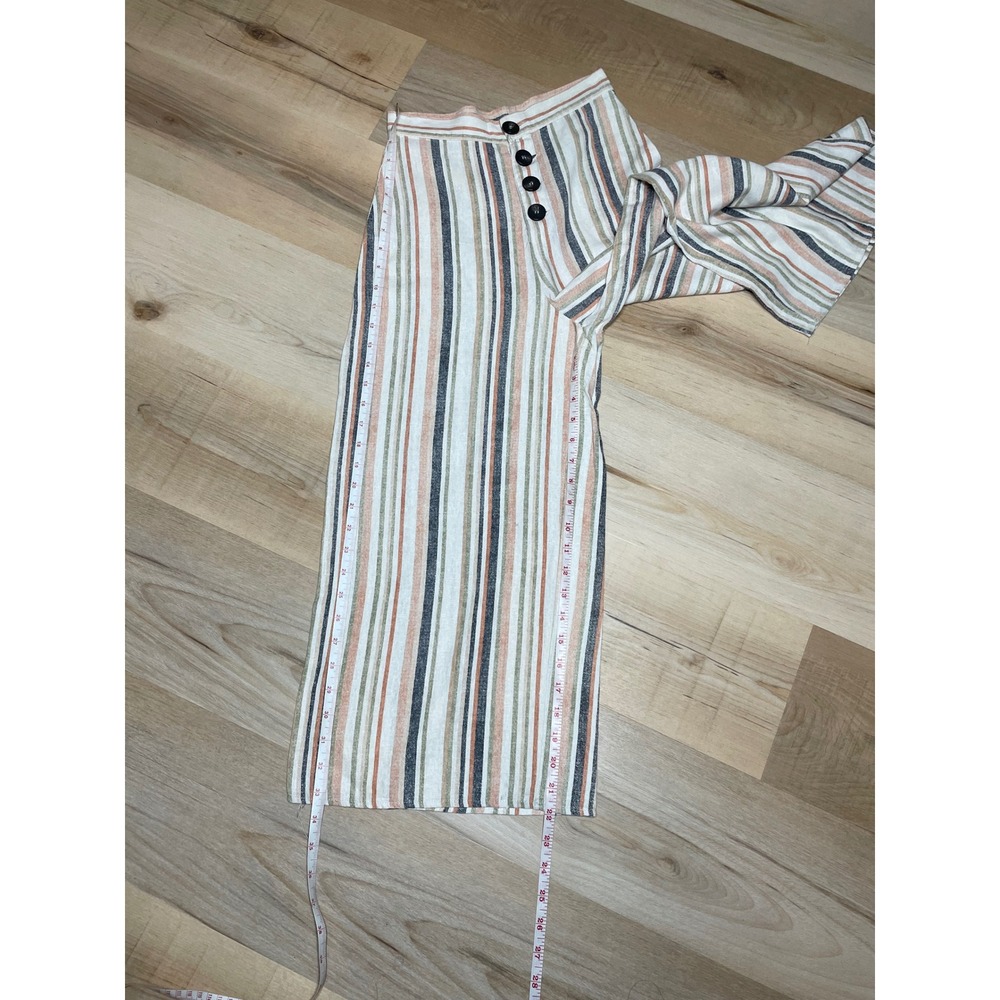 Stradivarius Linen Blend Striped Wide Leg Culotte Pants High Waist Size 4 - Picture 10 of 13